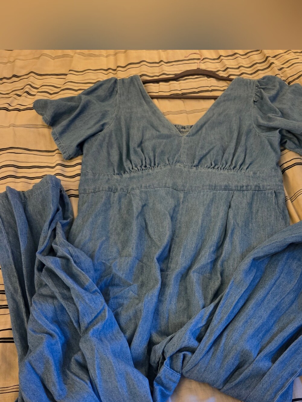 Old Navy Light Blue Smocked Denim Romper